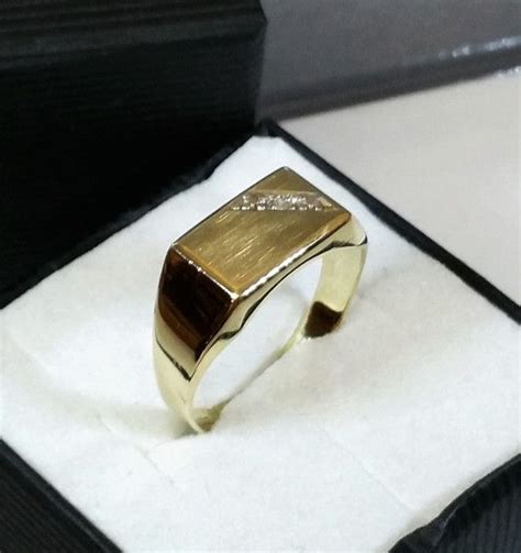 Vintage Ringe Ring Gold 333 Herren Diamant 0 01 Siegelring GR197