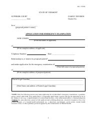 Vermont Application For Emergency Examination Fill Out Sign Online