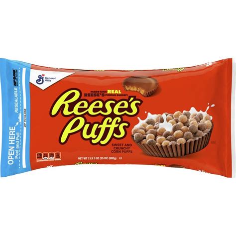 Reeses Puffs Breakfast Cereal Chocolate Peanut Butter With Whole