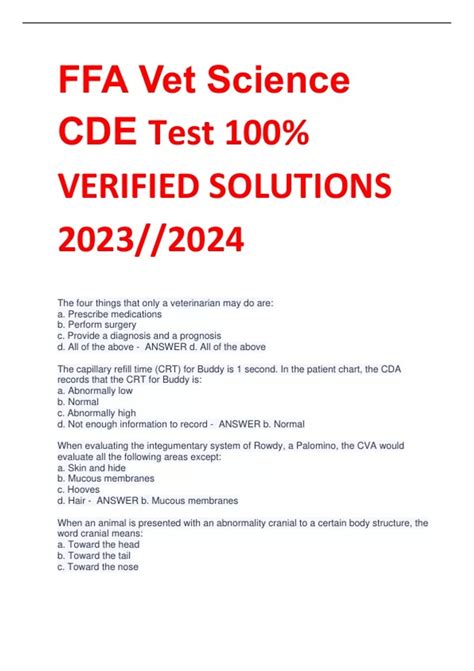 Ffa Vet Science Practice Test
