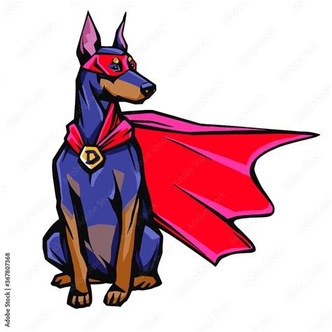 Doberman with secret superman mask and red cape. Superhero dog in ...