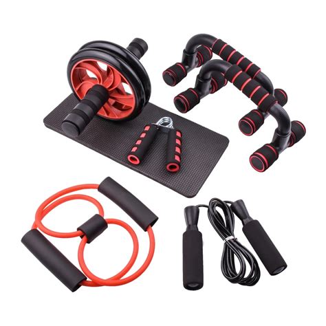 Resistance Bands Push Up Stand Bar Abdominal Wheel AB Roller Jump Rope