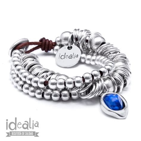 Pulsera De Zamak Con Ba O De Plata Y Resina Azul El Ctrico