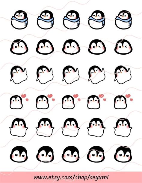 Cute Penguins Stickers - Printable Digital Download