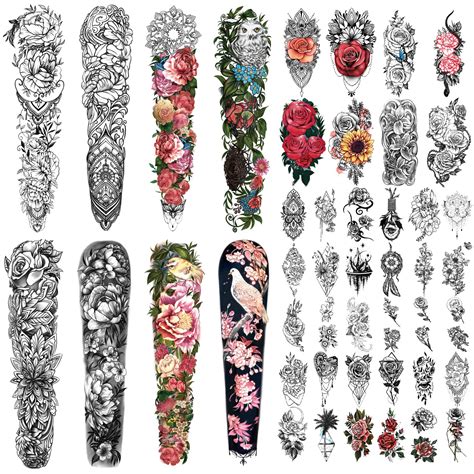 Buy Extra Size Full Arm Temporary Tattoo Men Skull Wolf Angel Floral