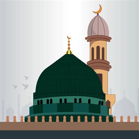 Download Madina's Green Dome In Vector Wallpaper | Wallpapers.com