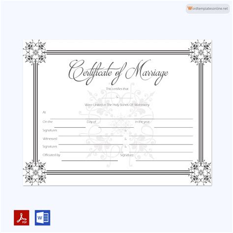 Marriage Certificate Template Microsoft Word