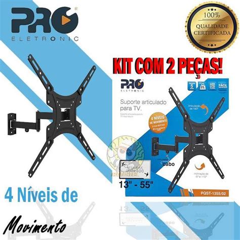 Suporte Articulado 4 Niveis Pqst 1355 02 Para Tv De 13 A 55