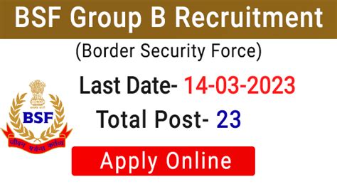 Bsf Group B Post Recruitment Online Application Form 2023