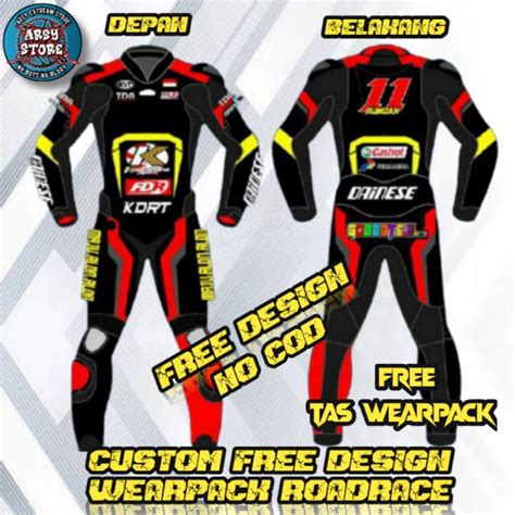 Jual CUSTOM FULL SET Wearpack Balap Wearpack RoadRace FREE DESIGN