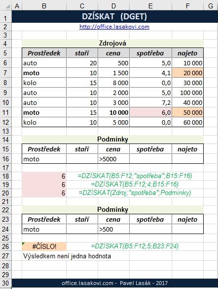 Dz Skat Dget Jedna Hodnota Z Databaze Excel Kolen Konzultace