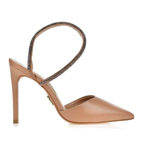 Slingback Salto Alto New Couro Nude Uza Shoes Sapatos Femininos