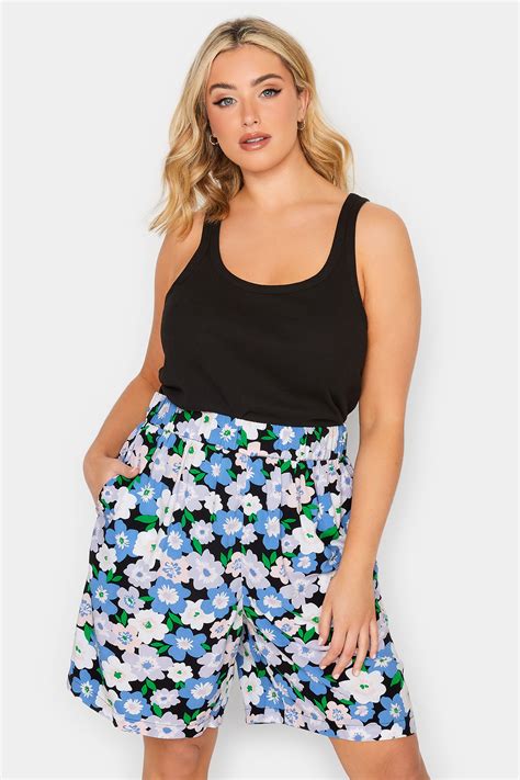 Yours Curve Plus Size Blue Floral Woven Shorts Yours Clothing