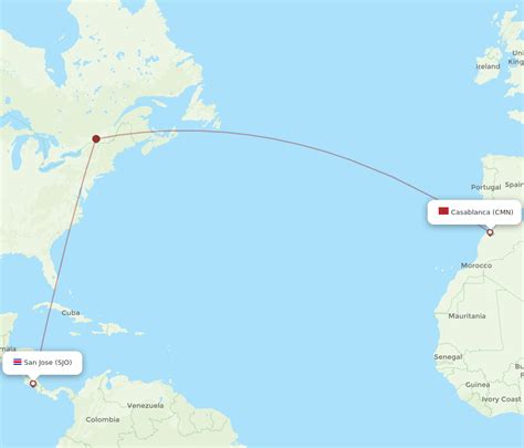 Flights From Casablanca To San Jose Cmn To Sjo Flight Routes