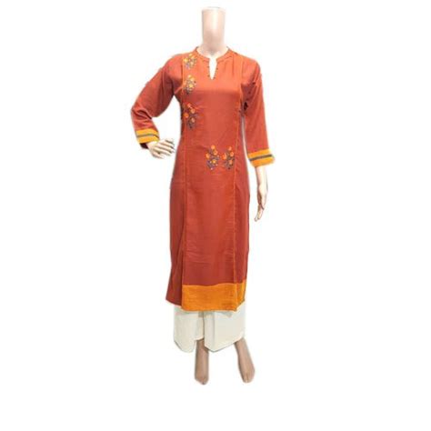 Cotton 3 4th Sleeve Ladies Party Wear Designer Kurti Size M Xxl Wash