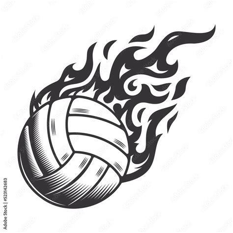 Hot volleyball fire logo silhouette. volleyball club graphic design ...