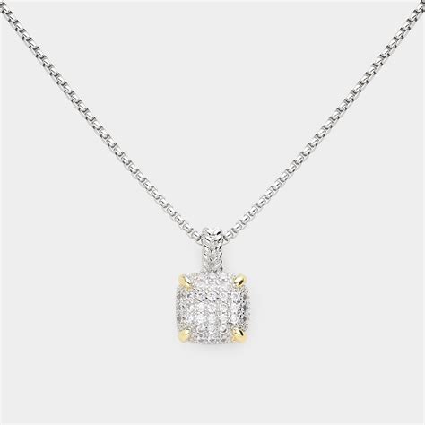 Cz Embellished Square Pendant Necklace