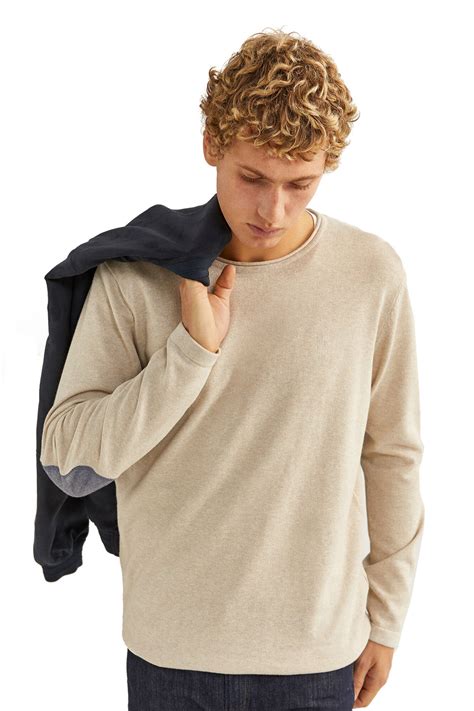 Springfield мужской базовый свитер из хлопка с нашивками на локтях со ...