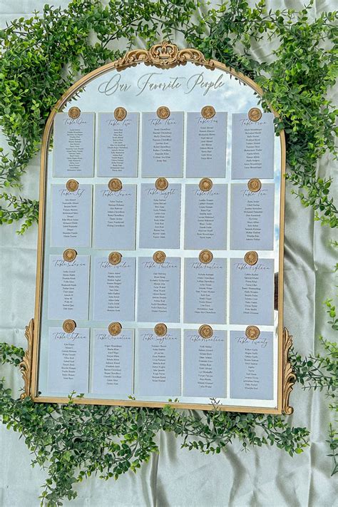 Gold Mirror Seating Chart For Wedding