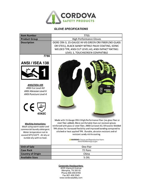 Cordova Impact Glove A3 Cut Level 7755