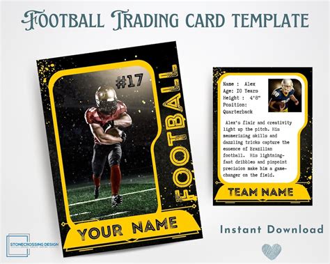 Football Trading Card Template Trading Card Template Canva Template