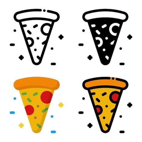 Conjunto De Iconos De Pizza Icono De Pizza De Dibujos Animados