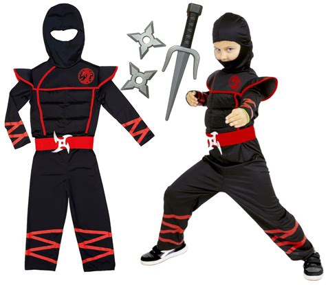 STRÓJ NINJA WOJOWNIK SAMURAJ GWIAZDA MIĘSNIE PRZEBRANIE KOSTIUM M 110