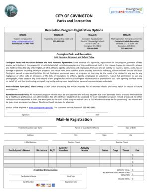 Fillable Online Covingtonwa Printable Registration Form City Of