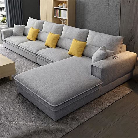 Casastyle Emrando Seater Fabric Rhs L Shape Sofa Set Light Grey