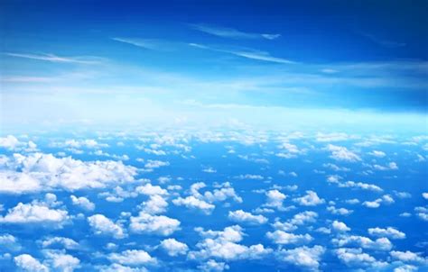 Download wallpaper the sky, clouds, blue, height, white, Beautiful clouds, blue sky, section ...