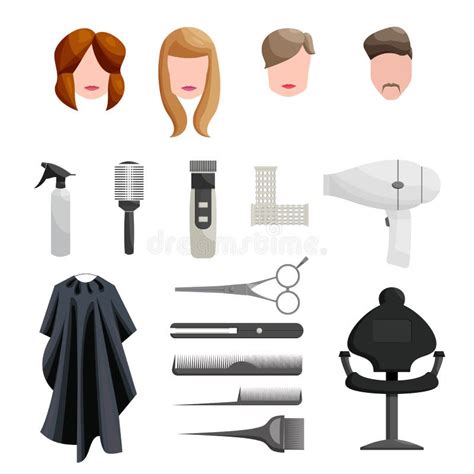 Hairdresser Icons Set Cartoon Style Stock Illustration Illustration Of Collection Female