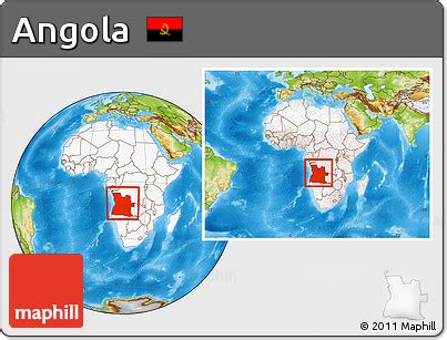 Free Physical Location Map of Angola, highlighted continent, within the ...