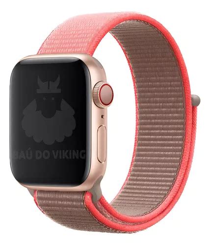 Pulseira Nylon Loop Sport Rosa neon Compatível Apple Watch 42 44 45