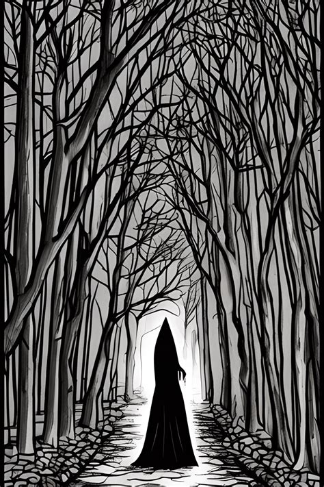 Beautiful Witch Walking Down A Path · Creative Fabrica