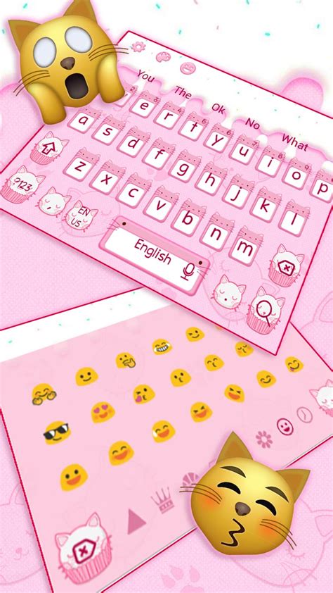 Cute Pink Cat Cupcake Keyboard Theme