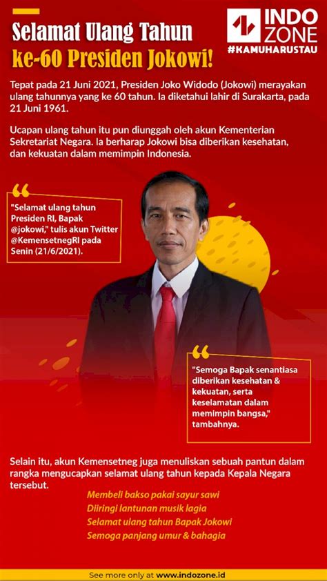 Selamat Ulang Tahun Ke 60 Presiden Jokowi Indozone Id