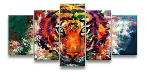 Quadro Decorativo X Sala Quarto Pintura Tigre Colorido Mercadolivre