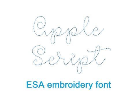 Apple Script Bean Stitch Esa Embroidery Font Mha Etsy