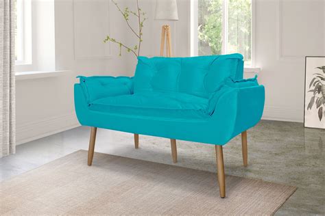 Namoradeira Decorativa Opala Suede Estofados Carolina Azul Turquesa