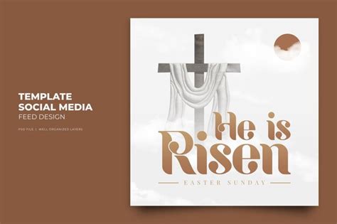 Premium PSD He Is Risen Easter Sunday Social Media Instagram Post