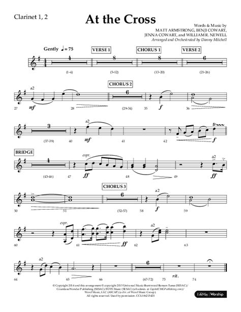 At The Cross Choral Anthem SATB Clarinet Sheet Music PDF Lifeway