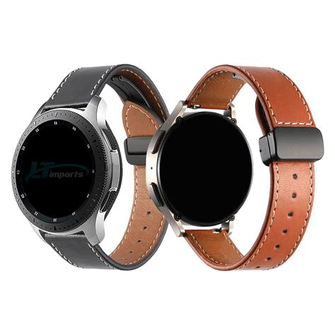 Pulseira Couro Fecho Magnetico Preto Para Samsung Galaxy Watch 3 45mm