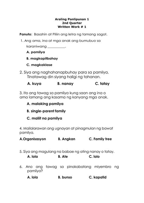 Araling Panlipunan Grade 1 Worksheet Hot Sex Picture