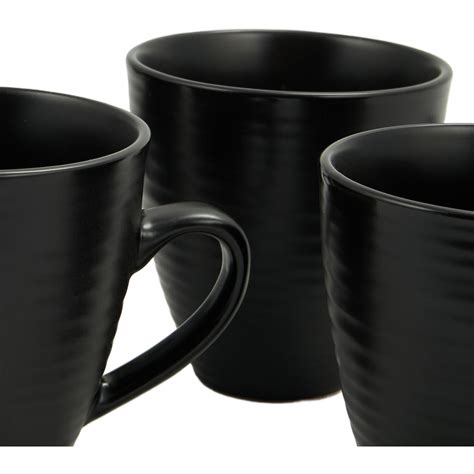 Set Of Nera Ribbed Mugs Black Wilko