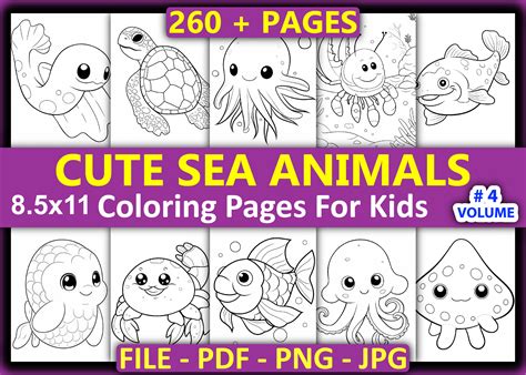 260 Cute Sea Animal Coloring Pages Kdp Graphic By Sobuj Store