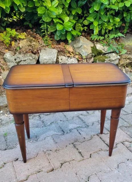 Vintage Ancienne Grande Travailleuse En Bois Bo Te Couture Poign E