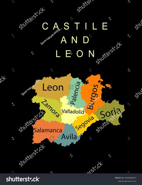 Autonomous Community Castile Leon Map Vector Stock Vector Royalty Free