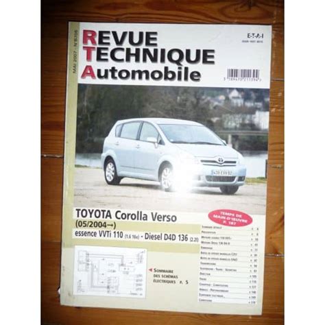 Rta Revue Technique Toyota Corolla Verso Essence Vvt I Cv L V