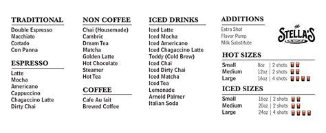 Coffee Menu Stellas Coffee Haus