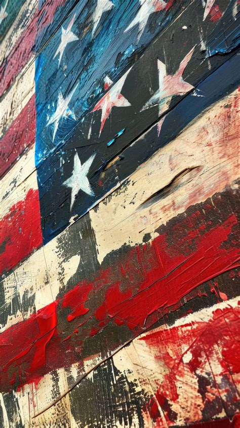 American Flag Painting Abstract Art Patriotic Artwork Textured Flag